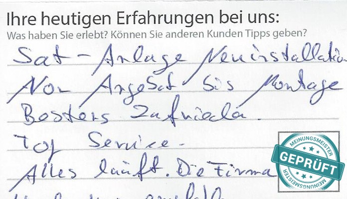 Digitalisierter Text des Meinungsmeister Bewertungsbogens