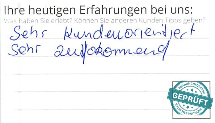 Digitalisierter Text des Meinungsmeister Bewertungsbogens