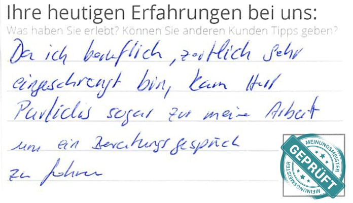 Digitalisierter Text des Meinungsmeister Bewertungsbogens