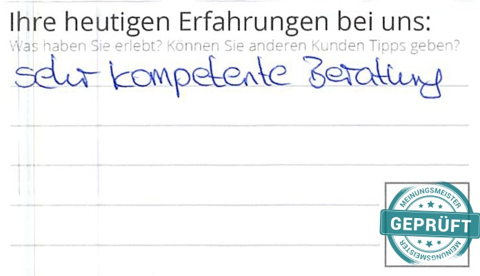 Digitalisierter Text des Meinungsmeister Bewertungsbogens