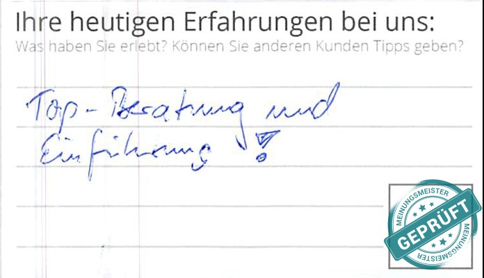 Digitalisierter Text des Meinungsmeister Bewertungsbogens