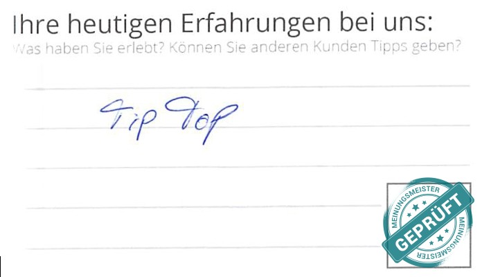 Digitalisierter Text des Meinungsmeister Bewertungsbogens