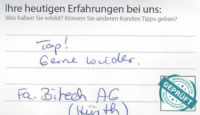 Digitalisierter Text des Meinungsmeister Bewertungsbogens