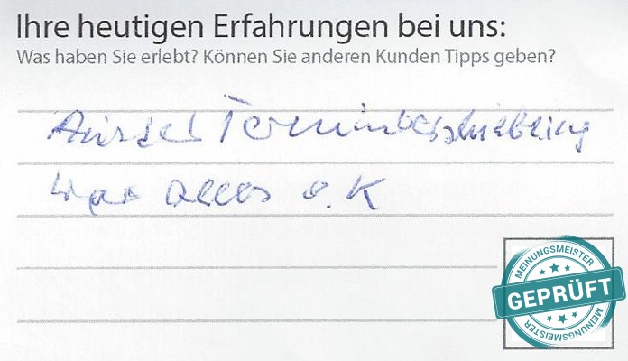 Digitalisierter Text des Meinungsmeister Bewertungsbogens