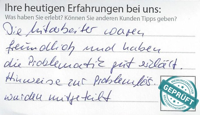 Digitalisierter Text des Meinungsmeister Bewertungsbogens