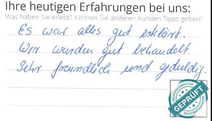 Digitalisierter Text des Meinungsmeister Bewertungsbogens