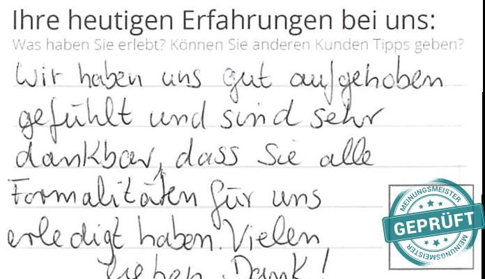 Digitalisierter Text des Meinungsmeister Bewertungsbogens