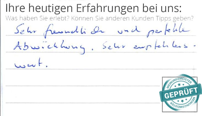 Digitalisierter Text des Meinungsmeister Bewertungsbogens