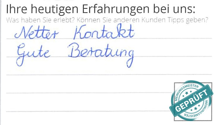 Digitalisierter Text des Meinungsmeister Bewertungsbogens