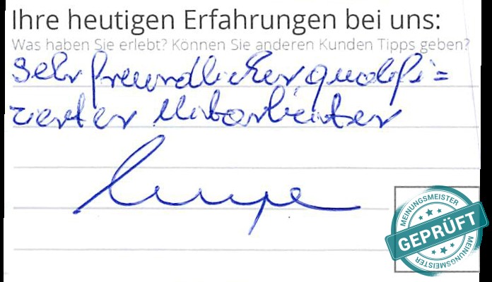 Digitalisierter Text des Meinungsmeister Bewertungsbogens