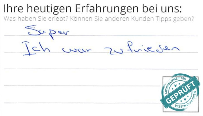 Digitalisierter Text des Meinungsmeister Bewertungsbogens