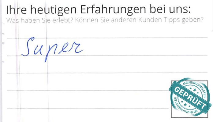 Digitalisierter Text des Meinungsmeister Bewertungsbogens