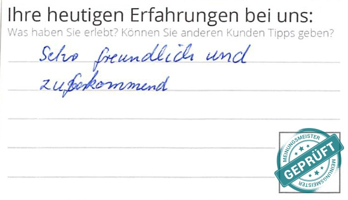 Digitalisierter Text des Meinungsmeister Bewertungsbogens