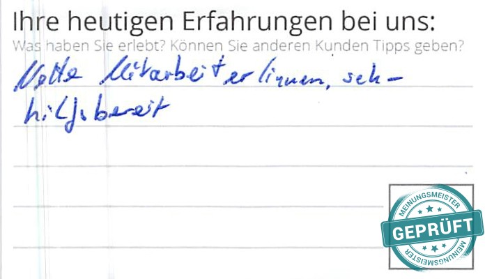 Digitalisierter Text des Meinungsmeister Bewertungsbogens