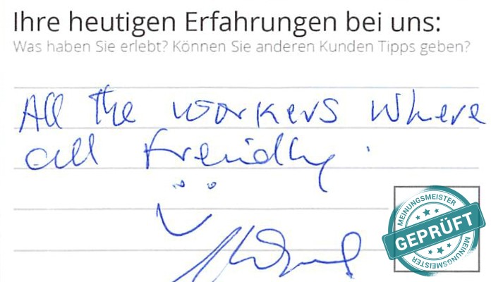 Digitalisierter Text des Meinungsmeister Bewertungsbogens