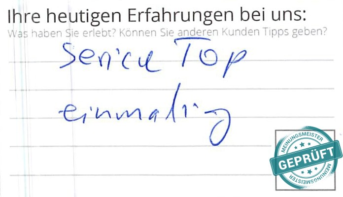 Digitalisierter Text des Meinungsmeister Bewertungsbogens