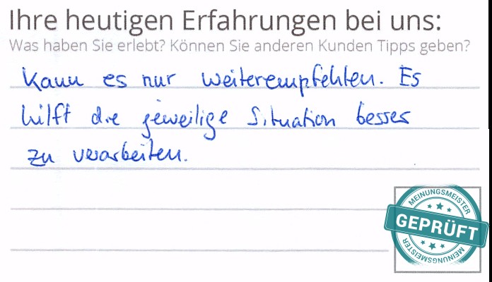 Digitalisierter Text des Meinungsmeister Bewertungsbogens