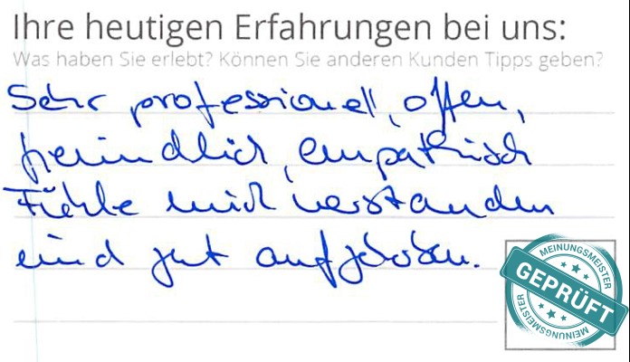 Digitalisierter Text des Meinungsmeister Bewertungsbogens