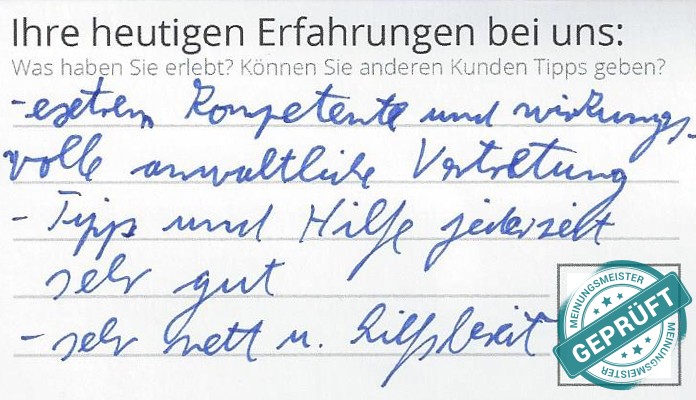 Digitalisierter Text des Meinungsmeister Bewertungsbogens