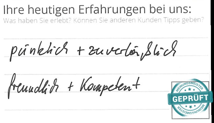 Digitalisierter Text des Meinungsmeister Bewertungsbogens