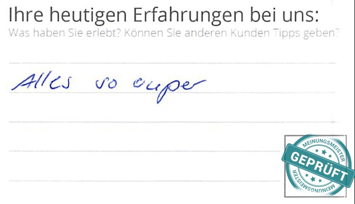 Digitalisierter Text des Meinungsmeister Bewertungsbogens