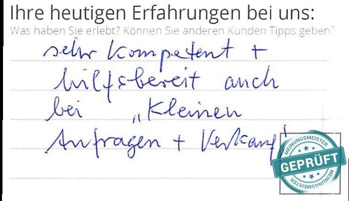 Digitalisierter Text des Meinungsmeister Bewertungsbogens