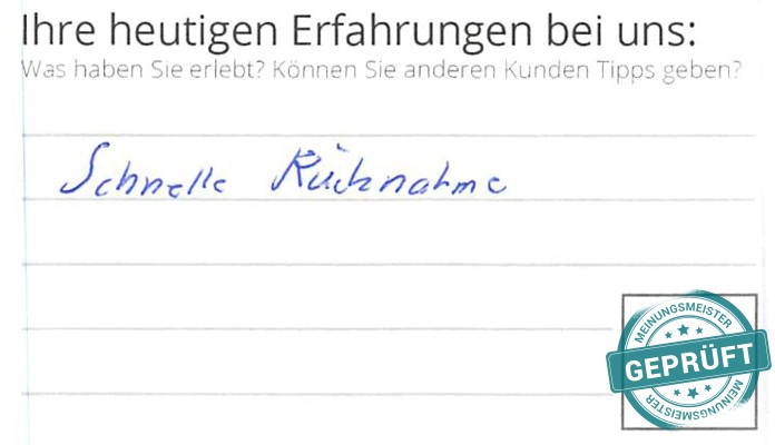 Digitalisierter Text des Meinungsmeister Bewertungsbogens