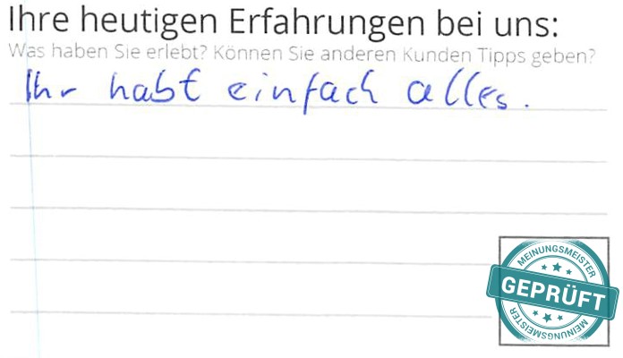 Digitalisierter Text des Meinungsmeister Bewertungsbogens