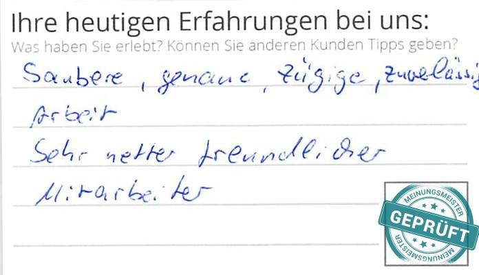 Digitalisierter Text des Meinungsmeister Bewertungsbogens