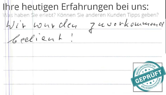 Digitalisierter Text des Meinungsmeister Bewertungsbogens