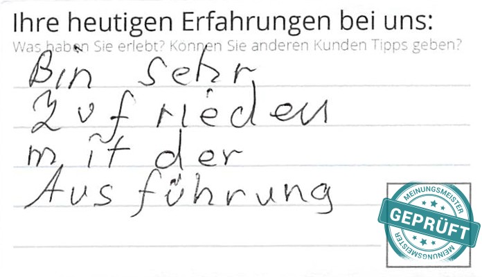 Digitalisierter Text des Meinungsmeister Bewertungsbogens