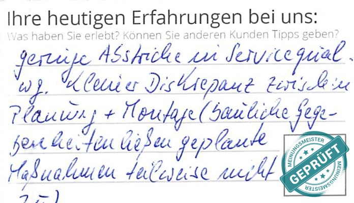 Digitalisierter Text des Meinungsmeister Bewertungsbogens