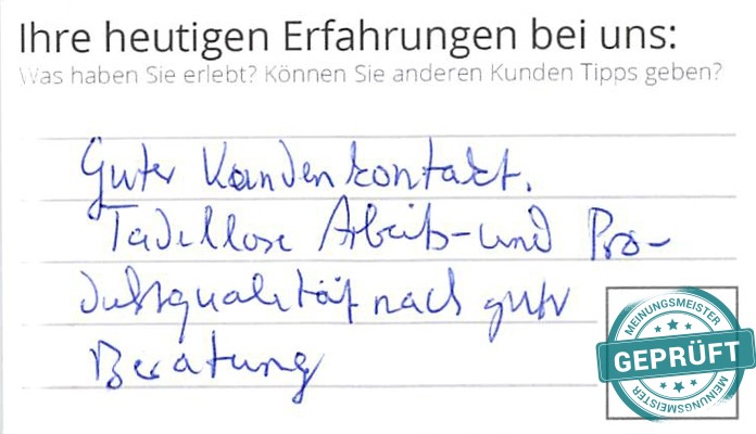 Digitalisierter Text des Meinungsmeister Bewertungsbogens