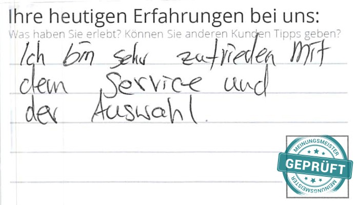 Digitalisierter Text des Meinungsmeister Bewertungsbogens