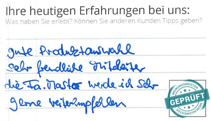 Digitalisierter Text des Meinungsmeister Bewertungsbogens