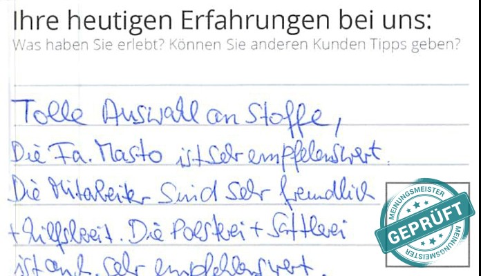 Digitalisierter Text des Meinungsmeister Bewertungsbogens