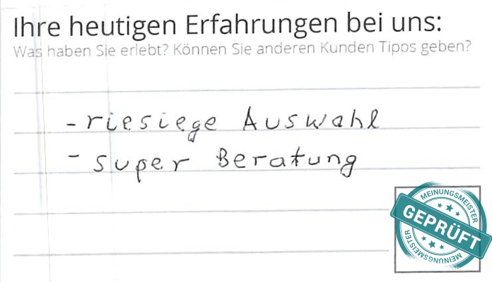 Digitalisierter Text des Meinungsmeister Bewertungsbogens