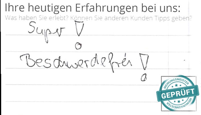 Digitalisierter Text des Meinungsmeister Bewertungsbogens