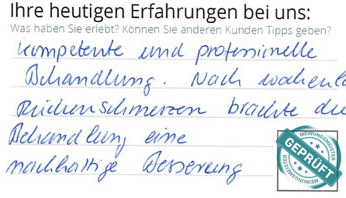 Digitalisierter Text des Meinungsmeister Bewertungsbogens