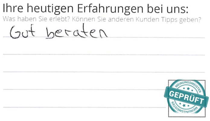 Digitalisierter Text des Meinungsmeister Bewertungsbogens