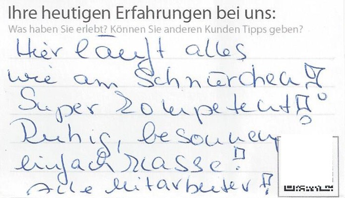 Digitalisierter Text des Meinungsmeister Bewertungsbogens