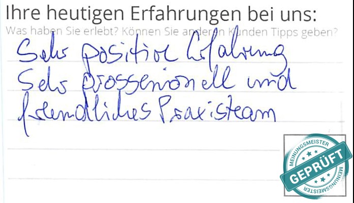 Digitalisierter Text des Meinungsmeister Bewertungsbogens