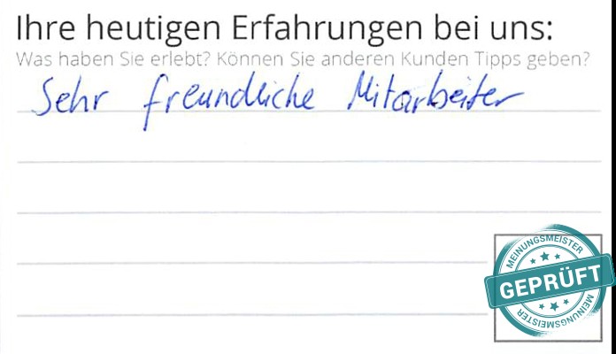 Digitalisierter Text des Meinungsmeister Bewertungsbogens