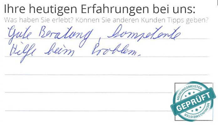 Digitalisierter Text des Meinungsmeister Bewertungsbogens