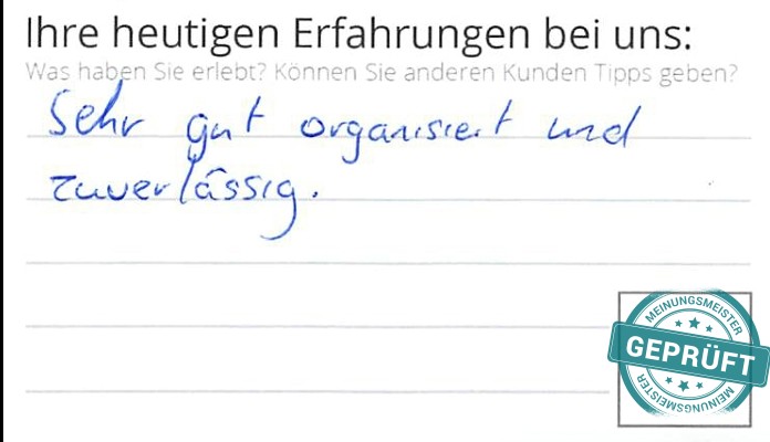 Digitalisierter Text des Meinungsmeister Bewertungsbogens