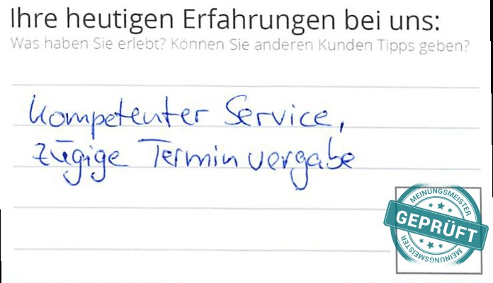 Digitalisierter Text des Meinungsmeister Bewertungsbogens