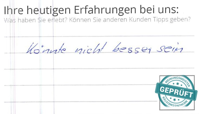 Digitalisierter Text des Meinungsmeister Bewertungsbogens