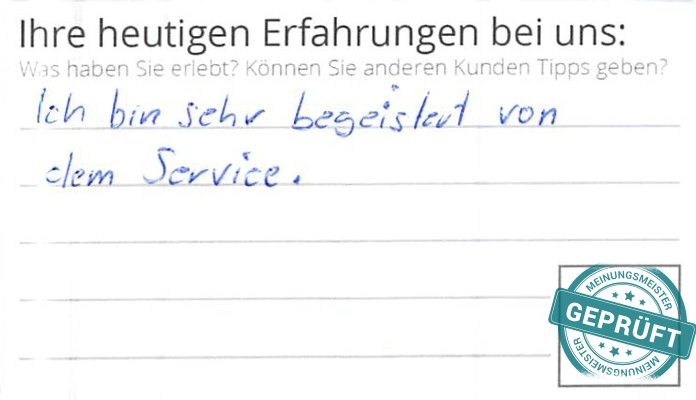 Digitalisierter Text des Meinungsmeister Bewertungsbogens