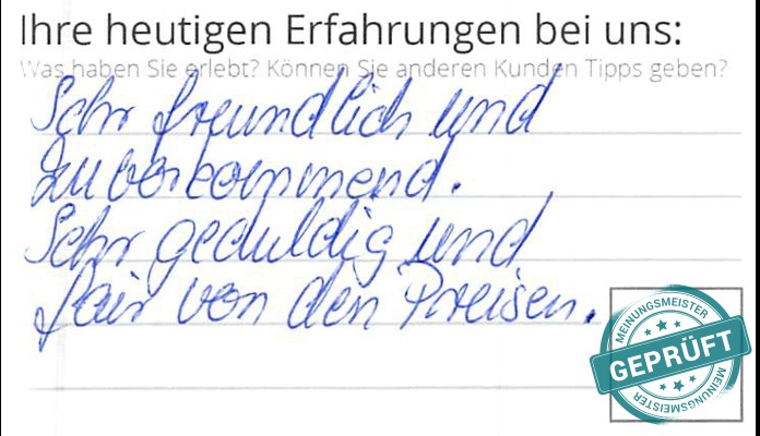 Digitalisierter Text des Meinungsmeister Bewertungsbogens