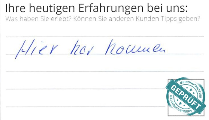 Digitalisierter Text des Meinungsmeister Bewertungsbogens